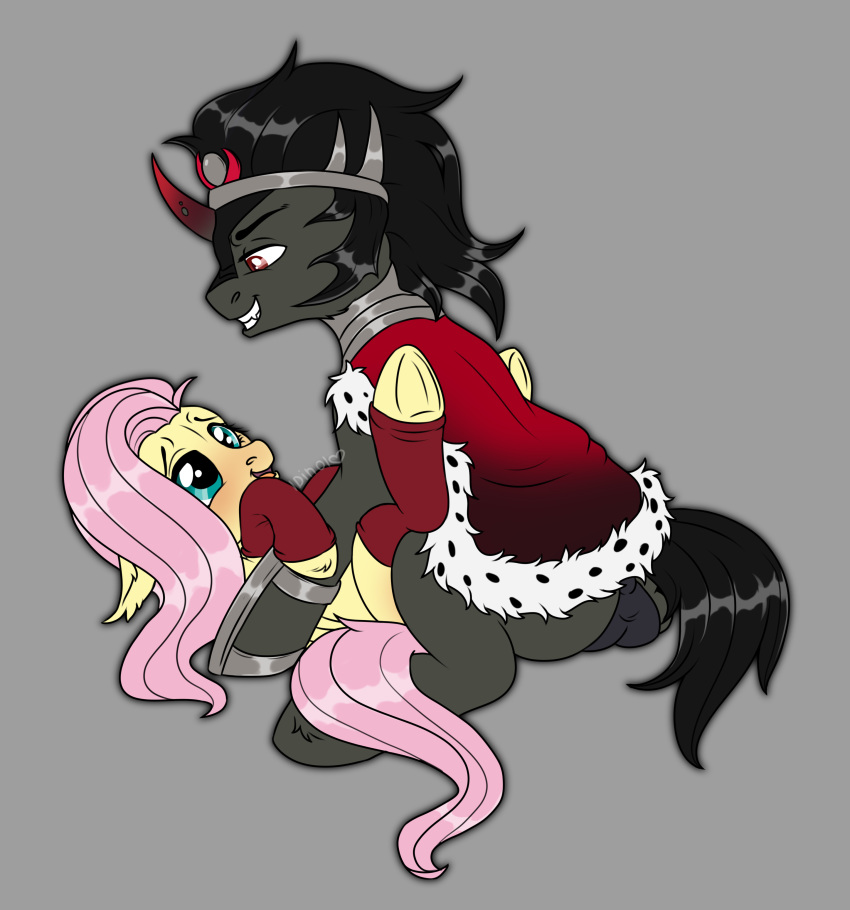 2019 absurd_res dinoalpaka duo equid equine feathered_wings feathers female feral fluttershy_(mlp) friendship_is_magic hi_res horn king_sombra_(mlp) male male/female mammal my_little_pony pterippus sex unicorn wings