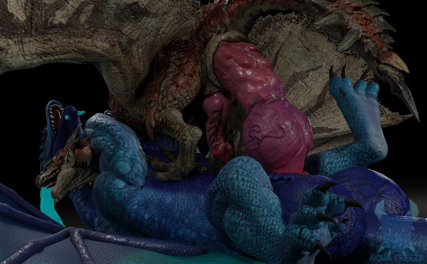 2018 3_toes 3d_(artwork) abuse anal anal_penetration animal_genitalia animal_penis anus aquafreeze ass_up backsack balls barefoot big_(disambiguation) big_balls big_dom_small_sub blue_scales blue_skin bodily_fluids butt capcom claws crystal cum cum_splatter digital_media_(artwork) domination dragon duo eyes_closed feral flying_wyvern forced gaping gaping_anus genital_fluids genital_slit horn huge_balls huge_penetration hyper hyper_balls hyper_gape hyper_penis inflation knot large_penetration larger_feral larger_male long_neck male male/male membrane_(anatomy) monster_hunter multicolored_penis muscular muscular_male nude orgasm penetration penis penis_size_difference pink_penis pink_tongue precum rape rath_wyvern rathalos red_scales reptile ribbed_penis ridged_penis ridiculous_fit scales scalie sex shard side_view size_difference slit smaller smaller_male snout spiked_penis spikes spreading submissive teeth thick_thighs toes tongue two_tone_penis unusual vein veiny_penis video_games western_dragon wings wyvern