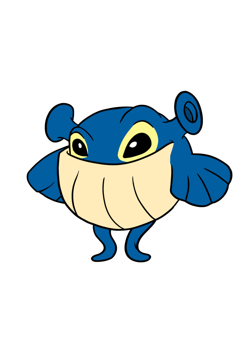 2019 absurd_res alien black_eyes blue_body cyclo digital_drawing_(artwork) digital_media_(artwork) disney experiment_(lilo_and_stitch) flat_colors hi_res hybrid lilo_and_stitch nintendo pok&eacute;mon pok&eacute;mon_(species) simple_background solo standing tombola1993 video_games wailmer white_background