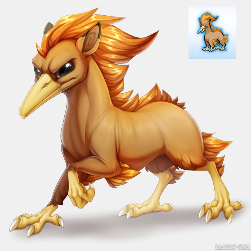 1:1 2019 beak blakc_eyes digital_media_(artwork) doduo feral fusion hi_res hybrid nintendo pok&eacute;mon pok&eacute;mon_(species) ponyta solo standing video_games zazush-una