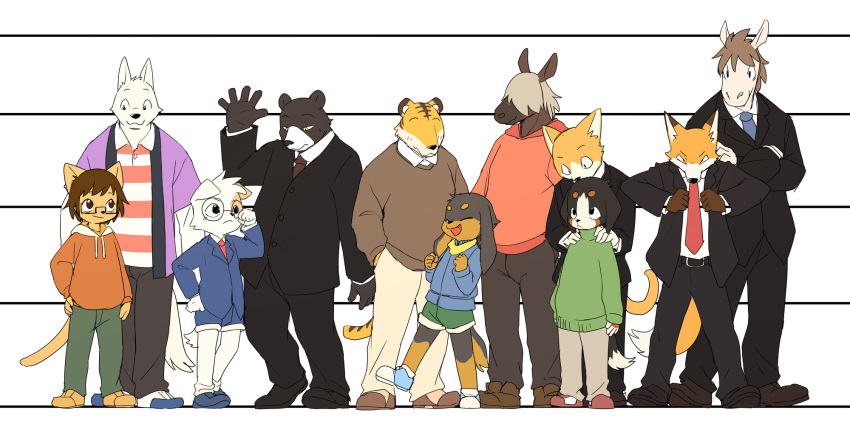 age_difference anthro bernese_mountain_dog canid canine canis dobermann domestic_cat domestic_dog equid equine eyewear felid feline felis fox glasses hi_res horse junior_horse male mammal manizu manmosu_marimo molosser mountain_dog pantherine pinscher senior_fox shota_feline_(marimo) swiss_mountain_dog tiger tteyuu ursid white_canine_(marimo) young