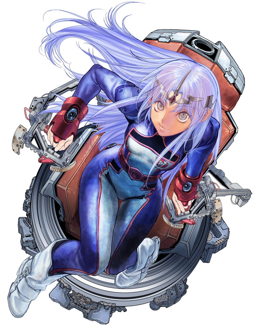 1girl blue_hair highres lafiel long_hair official_art pointy_ears seikai_no_senki solo very_long_hair