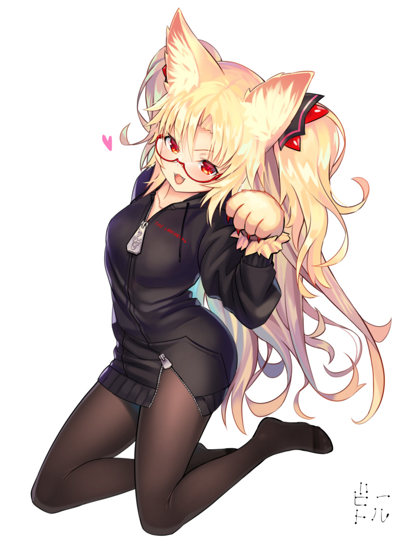 akatsuki_yuni animal_ears bettle_(b_s_a_n) megane nekomimi pantyhose unichannel