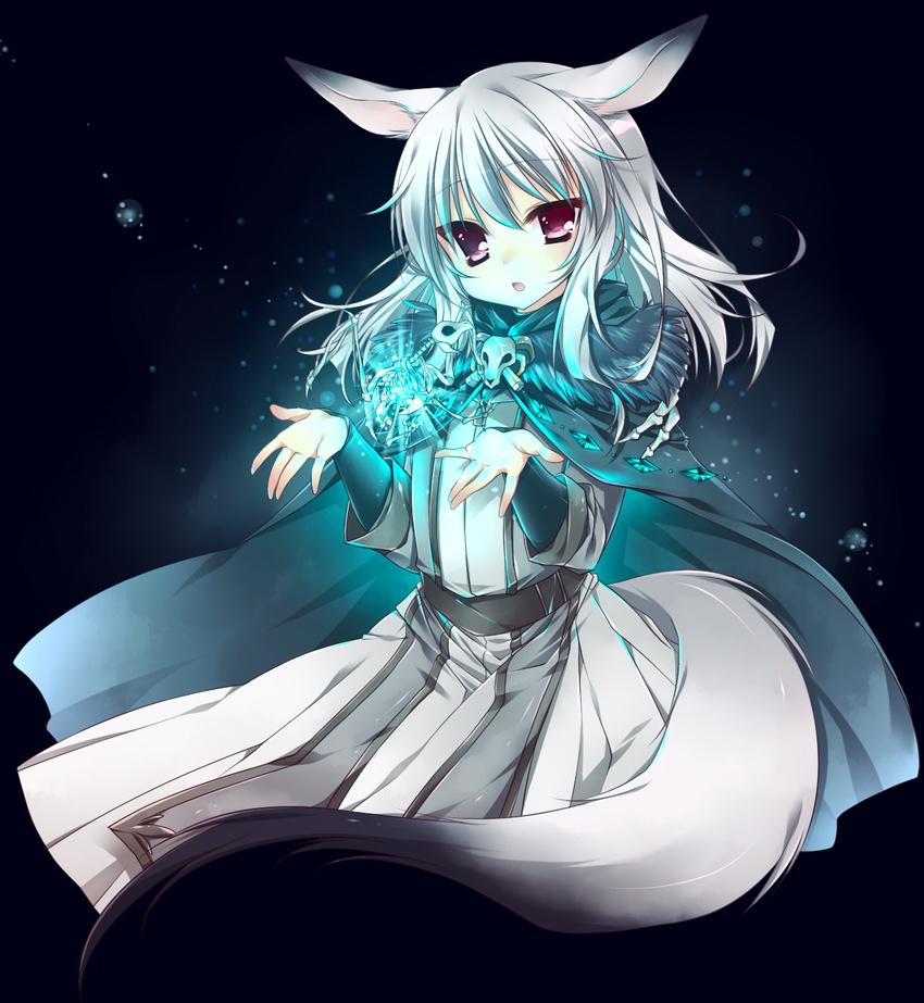 animal_ears highres long_hair pixiv_fantasia pixiv_fantasia_4 red_eyes sagami_rin solo tail white_hair