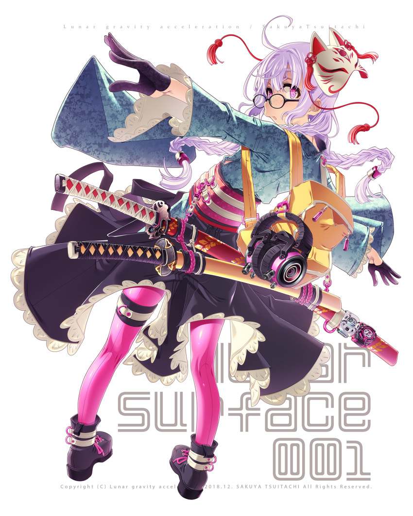 garter headphones heels japanese_clothes megane pantyhose possible_duplicate sakuya_tsuitachi sword