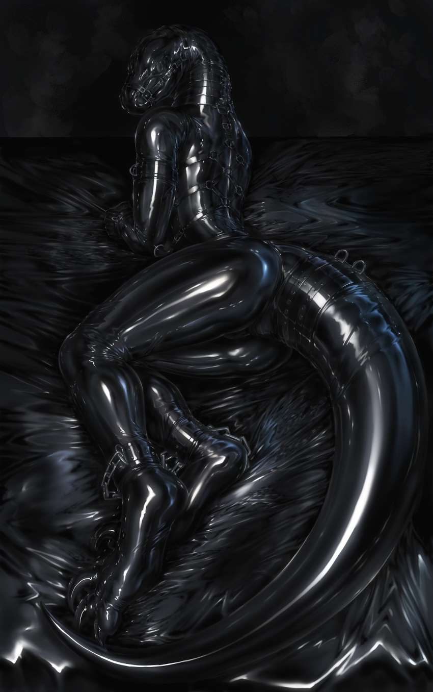 2019 anthro digital_media_(artwork) hi_res lying male on_side rakisha reptile rubber scalie solo