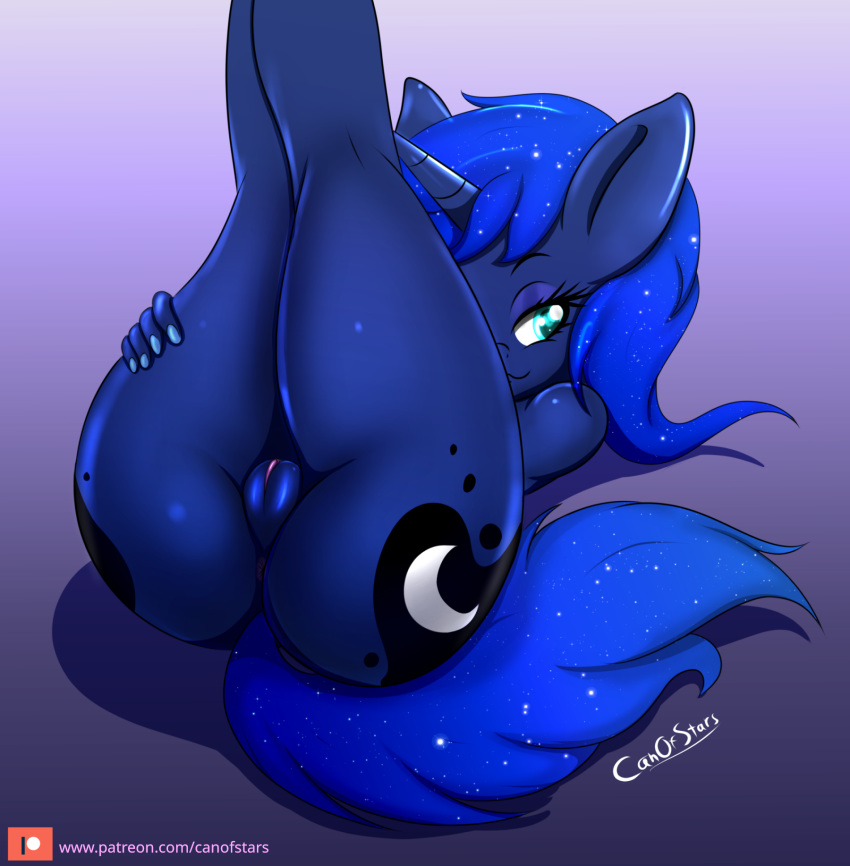 2019 anthro anus butt canister canister_(artist) equid equine female friendship_is_magic hi_res horn mammal my_little_pony nude princess_luna_(mlp) pussy solo unicorn