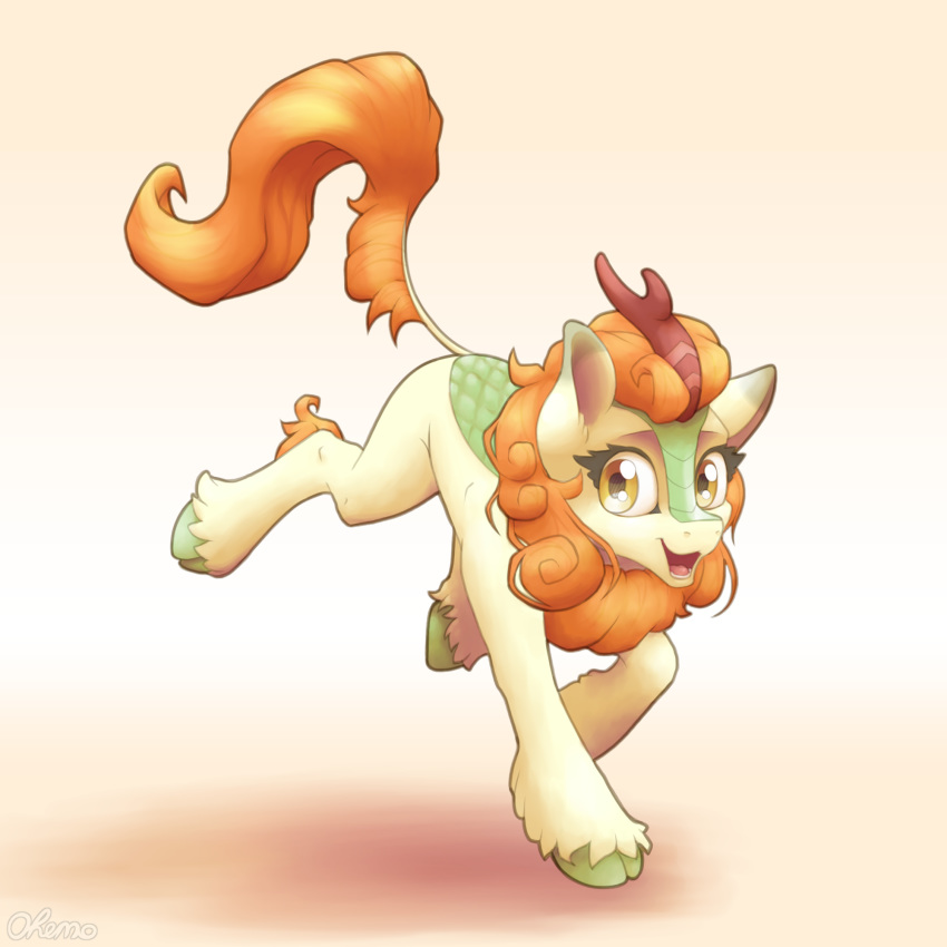 1:1 2019 asian_mythology autumn_blaze_(mlp) chinese_mythology cloven_hooves east_asian_mythology feral friendship_is_magic hi_res hooves kirin looking_at_viewer my_little_pony mythology ohemo open_mouth simple_background solo