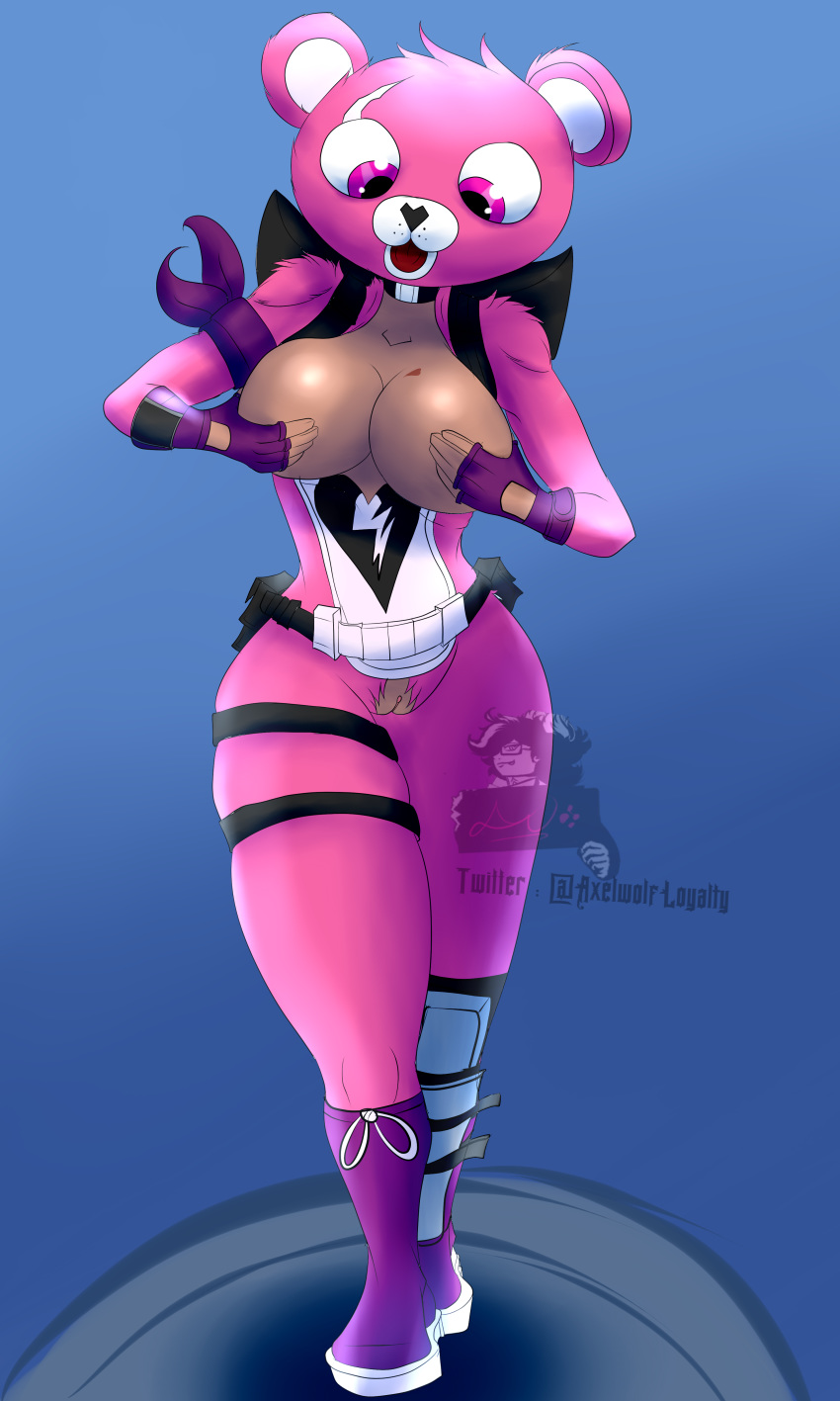 absurd_res axelwolf breasts cuddle_team_leader epic_games female fortnite hi_res invalid_tag mammal nude pinup pose pussy solo ursid video_games