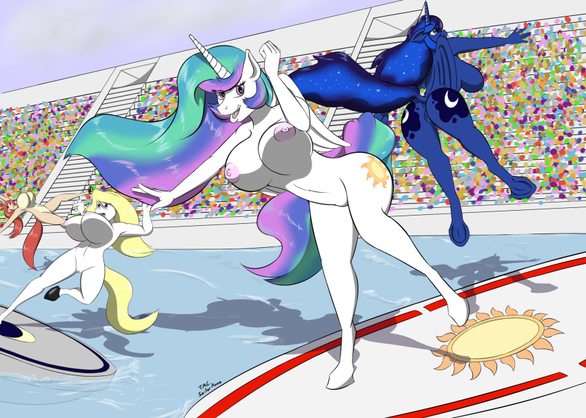 anna_(sailoranna) anthro anthrofied anus big_breasts blonde_hair blue_fur blue_hair breasts equid equine female friendship_is_magic fur group hair hi_res horn horse mammal multicolored_hair my_little_pony navel nipples nude princess_celestia_(mlp) princess_luna_(mlp) pussy rainbow_hair red_hair sailoranna sara_(sailoranna) unicorn_horn white_fur winged_unicorn wings