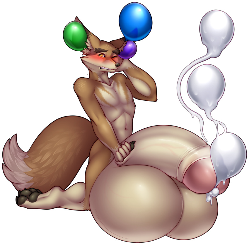 balloon balls big_balls blush bodily_fluids canid canine cum genital_fluids giant_sperm hi_res huge_balls humanoid_penis hyper hyper_balls hyper_penis male mammal maws-paws penis what what_has_science_done why yellow_eyes