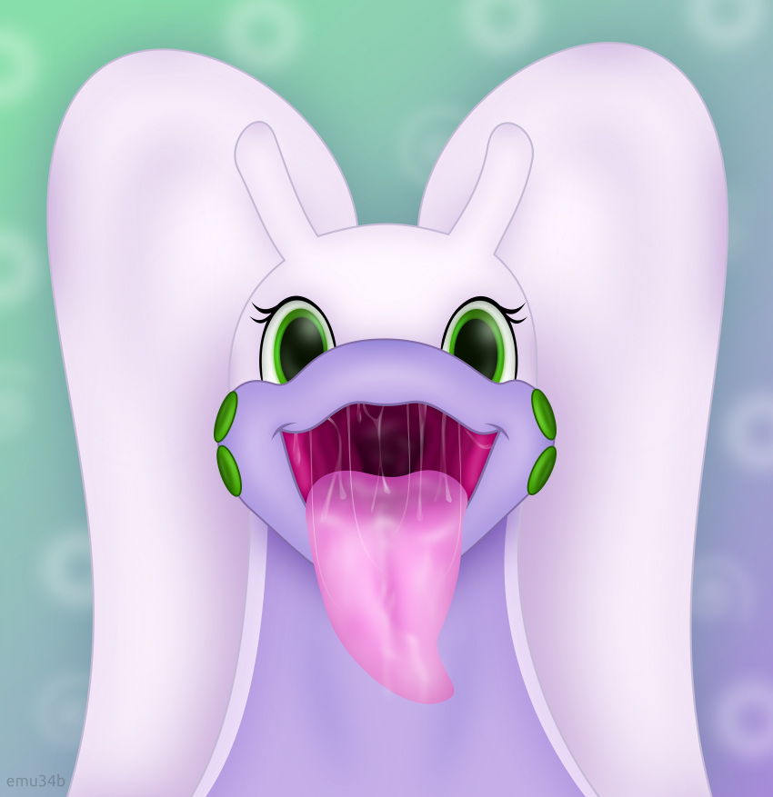 absurd_res bodily_fluids dragon drooling emu34b female feral gaping_mouth goodra green_eyes hi_res looking_at_viewer mouth_shot nintendo open_mouth pok&eacute;mon pok&eacute;mon_(species) saliva scalie simple_background smile solo tongue tongue_out vector video_games