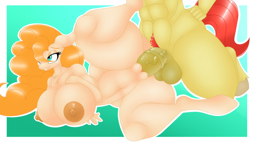 anthro balls big_breasts breasts bright_mac_(mlp) equid equine female freckles leinhart male male/female mammal muscular muscular_male pear_butter_(mlp) penetration penis pussy vaginal vaginal_penetration