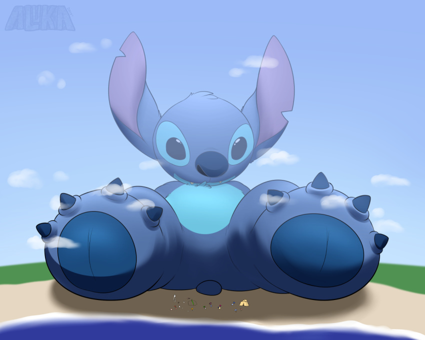 2017 4_toes alien alternate_version_at_source ambiguous_gender beach black_eyes blue_claws blue_nose blue_pawpads chest_tuft claws cloud cute_fangs digital_media_(artwork) disney dragon-powah experiment_(lilo_and_stitch) feet foot_focus head_tuft lifeguard_stand lilo_and_stitch macro notched_ear outside pawpads seaside simple_background sitting small_tail soles solo stitch_(lilo_and_stitch) tent toe_claws toes tuft volleyball_net