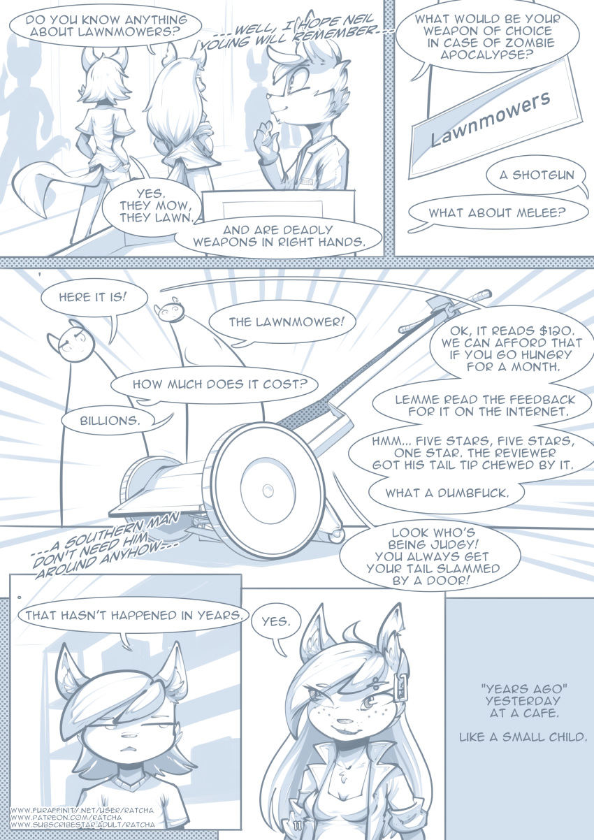 absurd_res anthro brother brother_and_sister canid canine clothed clothing comic dialogue digital_media_(artwork) english_text female fox fur hair hi_res male mammal ratcha rick_(ratcha) rina_(ratcha) sibling sister text