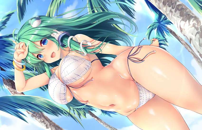 bikini kochiya_sanae masa_(miyabitei) swimsuit touhou waifu2x