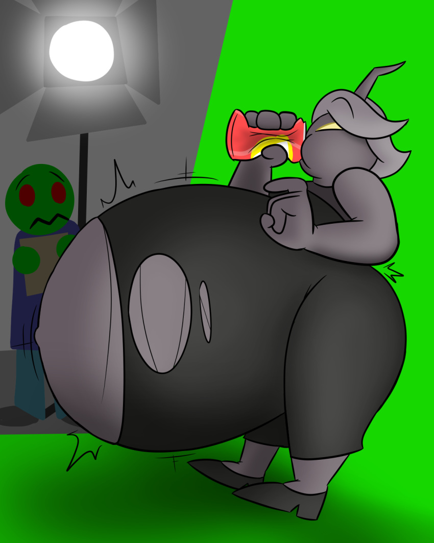 alien belly belly_expansion belly_stuffing big_belly clothing expansion female flipface4 flippy footwear hector-collector hi_res high_heels inflation ripped_dress shoes torn_clothing