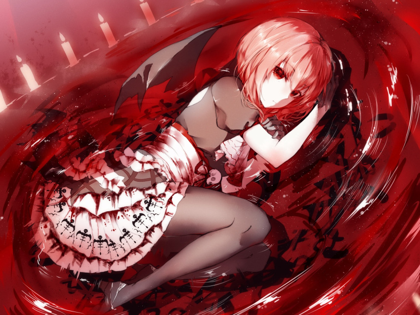 blood cropped gloves goth-loli lolita_fashion original pantyhose pink_hair polychromatic red red_eyes short_hair windworker wings