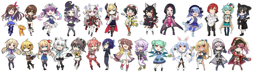 3boys 6+girls absolutely_everyone ahoge akai_haato aki_rosenthal animal_ears ankimo_(tokino_sora_channel) azki_(vsinger) azki_channel backwards_hat black_hair blonde_hair blue_eyes breasts brown_hair cleavage detached_sleeves double_v everyone flower fox_ears fox_shadow_puppet fox_tail glasses hair_ornament hairclip hanasaki_miyabi hat highres hololive holostars horns hoshimachi_suisei houshou_marine inugami_korone kagami_kira kanade_izuru leggings minato_aqua miniskirt multicolored_hair multiple_boys multiple_girls murasaki_shion nakiri_ayame natsuiro_matsuri navel nekomata_okayu nontraditional_miko one_side_up ookami_mio oozora_subaru pantyhose pink_hair purple_eyes roboco-san roboco_ch. sakura_miko shirakami_fubuki shiranui_flare shirogane_noel side_ponytail skirt stuffed_animal stuffed_toy suisei_channel tail teddy_bear thighhighs tied_hair tokino_sora tokino_sora_channel tokumaro twintails uruha_rushia usada_pekora v virtual_youtuber w white_hair witch_hat wolf_ears wolf_tail yellow_eyes yozora_mel yuujin_a_(tokino_sora_channel) yuzuki_choco zettai_ryouiki