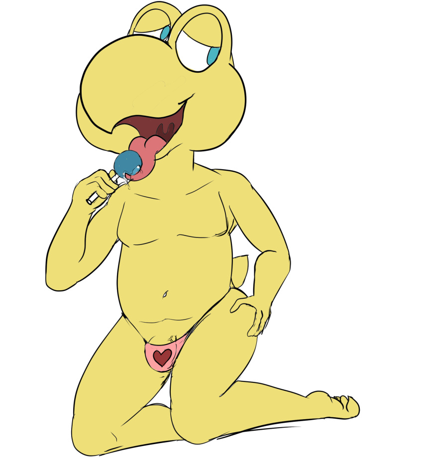 bulge candy clothing food hi_res invalid_color koopa_troopa lollipop male mario_bros nintendo penis reptile scalie simple_background suggestive thong tongue turtle tweecredo underwear vein video_games white_background