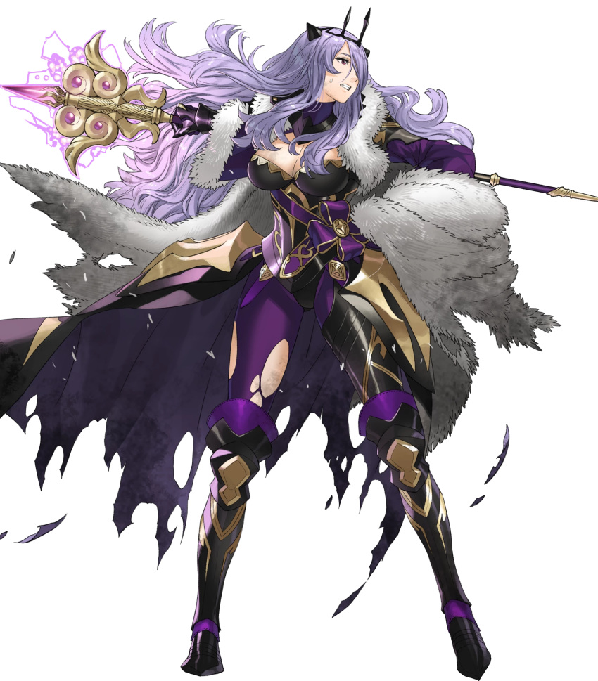 armor camilla cleavage fire_emblem fire_emblem_heroes fire_emblem_if heels horns kozaki_yuusuke nintendo torn_clothes weapon