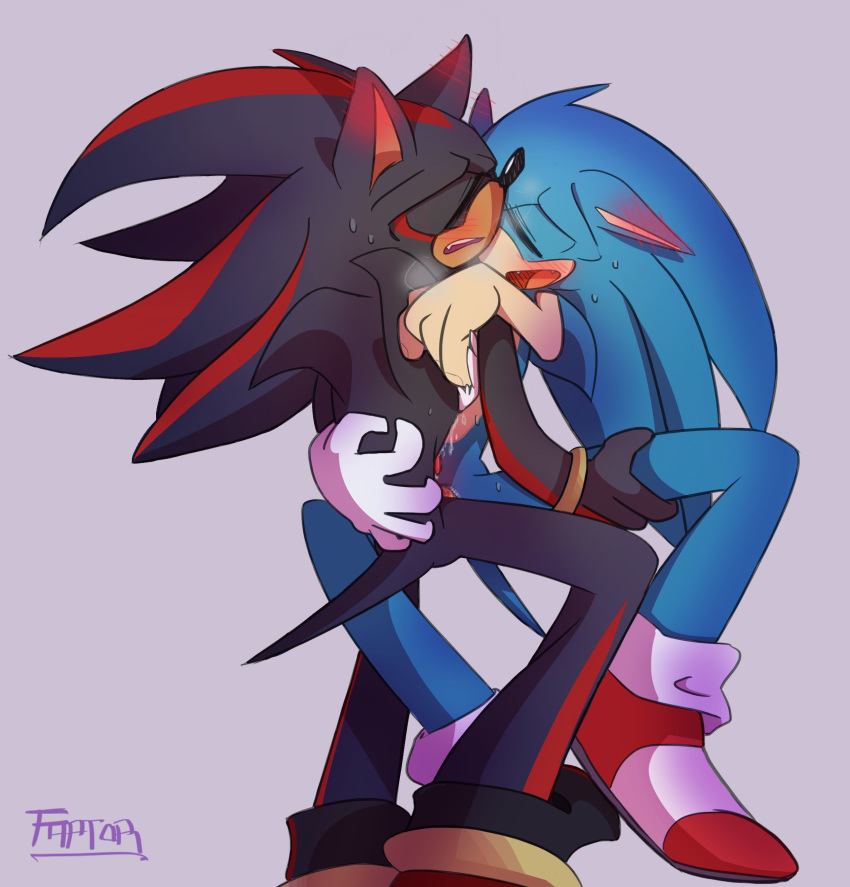 absurd_res anal blush bodily_fluids duo faptor hi_res male male/male penis shadow_the_hedgehog sonic_(series) sonic_the_hedgehog sweat