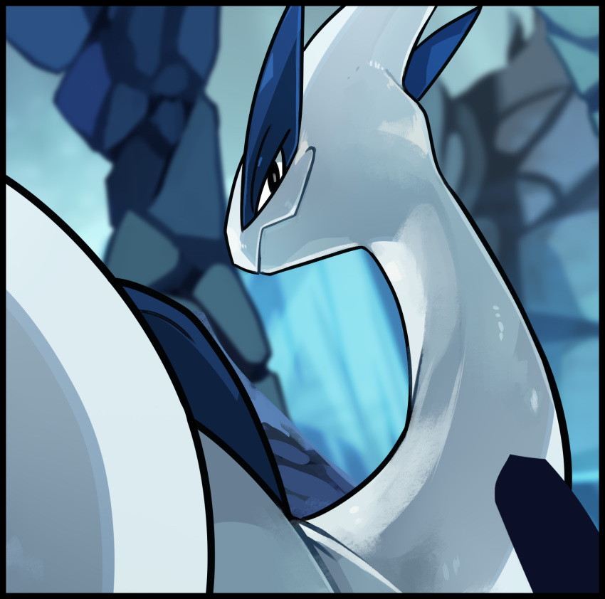 bedroom_eyes blitzdrachin cave cropped do_me_eyes half-closed_eyes hi_res legendary_pok&eacute;mon looking_at_viewer lugia nintendo pok&eacute;mon pok&eacute;mon_(species) reptile scalie seductive solo video_games waterfall