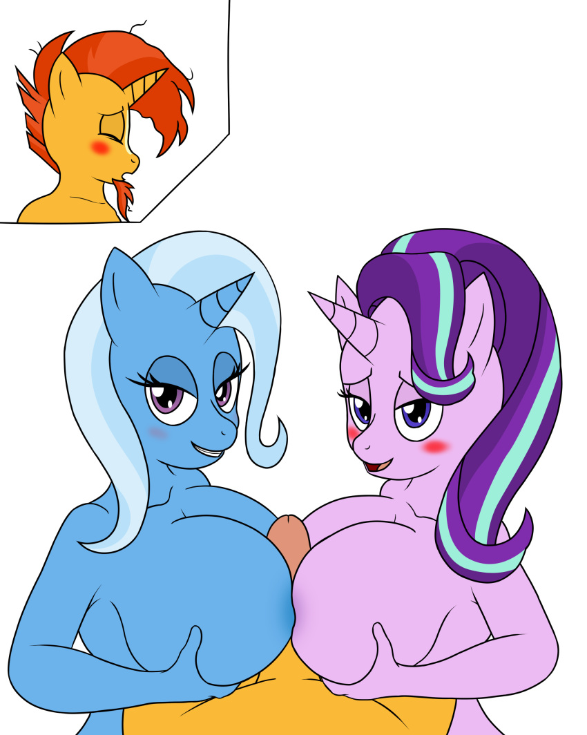 absurd_res anthro big_breasts breasts equid female friendship_is_magic group group_sex hi_res horn humanoid_penis male male/female mammal my_little_pony penis sex starlight_glimmer_(mlp) steelph sunburst_(mlp) threesome titfuck trixie_(mlp) unicorn
