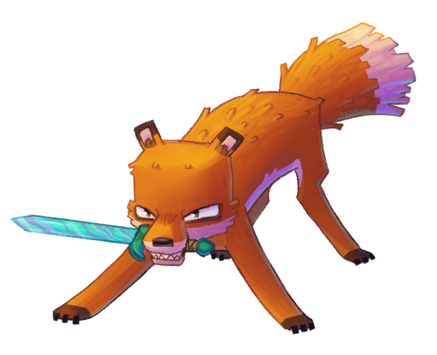 angry bengt_(pewdiepie) canid canine fangs fox kimikohi mammal melee_weapon minecraft pewdiepie simple_background sword video_games weapon white_background