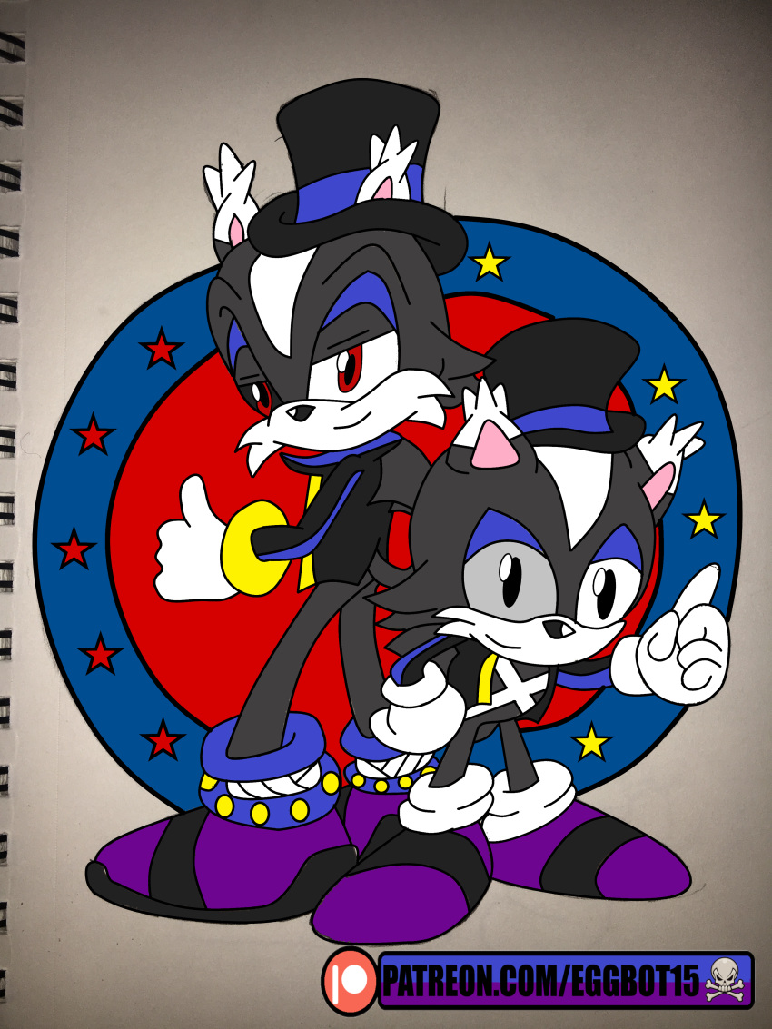 15_the_cat_(character) anthro black_fur clothing duo eggbot15 fan_character fur gloves handwear mammal patreon sonic_(series)