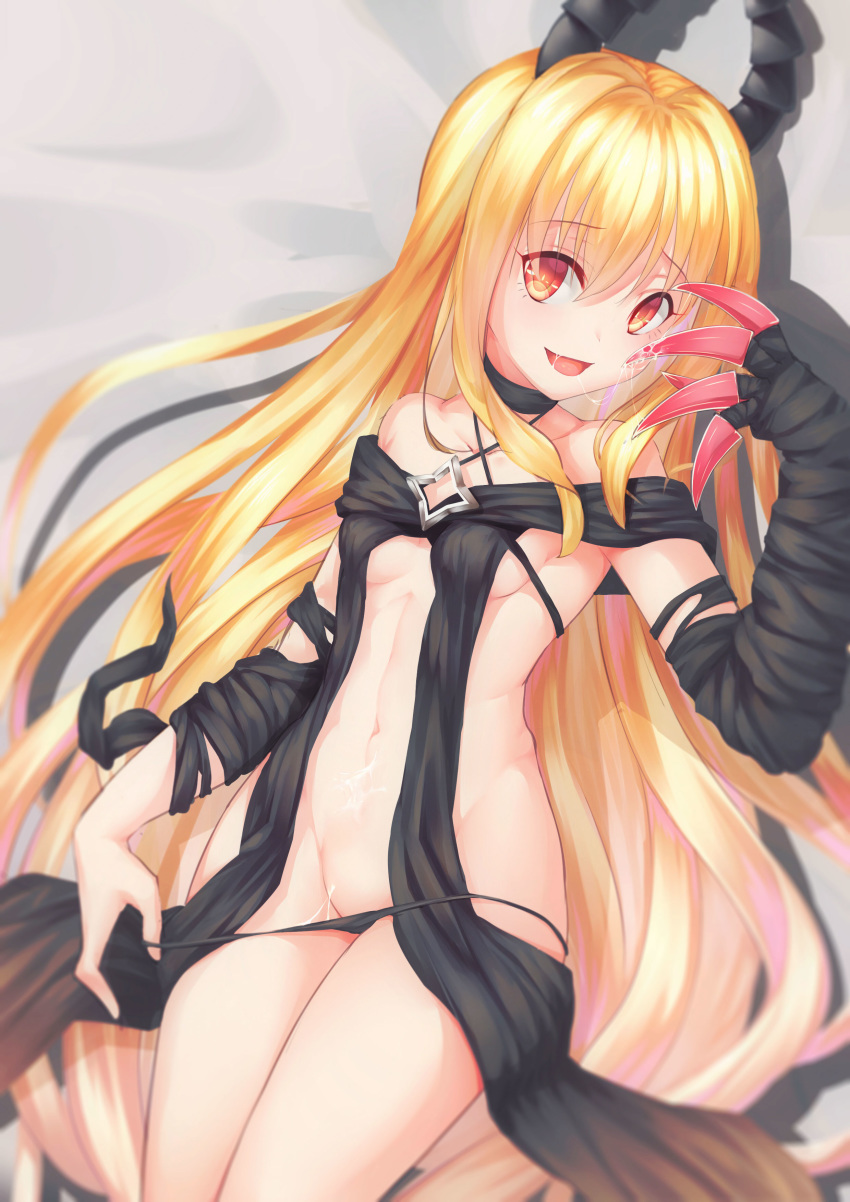 bandages golden_darkness horns no_bra pantsu panty_pull pussy_juice qiongsheng thong to_love_ru underboob undressing