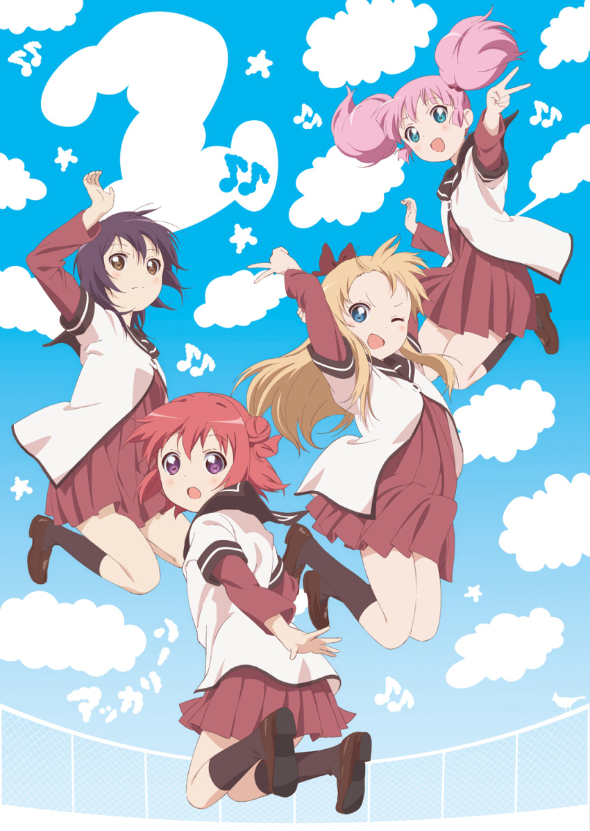 akaza_akari funami_yui seifuku toshinou_kyouko yoshikawa_chinatsu yuru_yuri