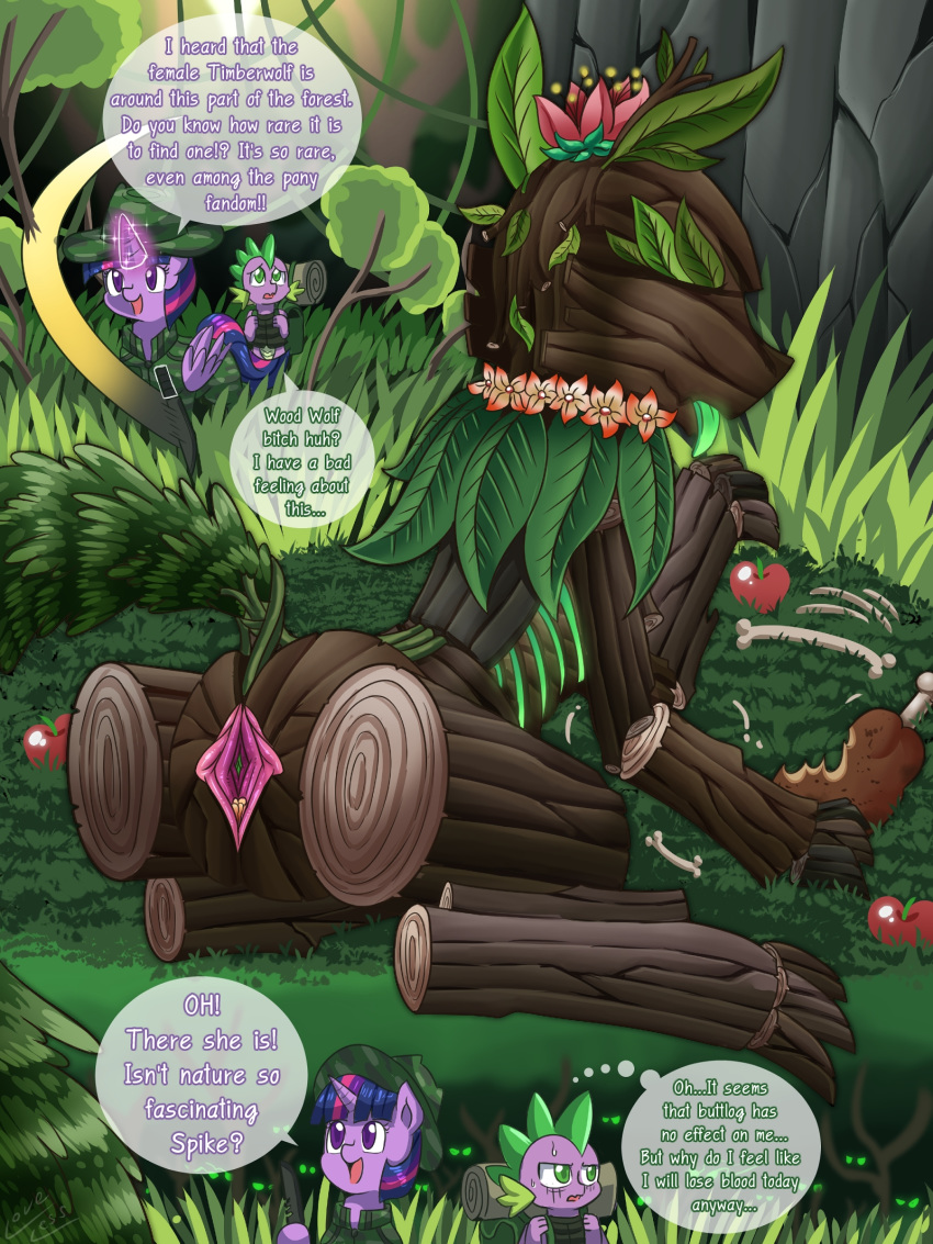 ... 2019 anus butt canid canine canis dialogue dragon duo english_text equid female feral flora_fauna friendship_is_magic glowing glowing_horn glowing_tongue green_eyes hair hi_res holding_object hooves horn log magic male mammal multicolored_hair my_little_pony nervous plant purple_hair pussy sparkles speech_bubble spike_(mlp) text timberwolf_(mlp) tongue twilight_sparkle_(mlp) two_tone_hair underhoof unicorn vavacung were wood