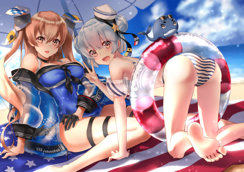 johnston_(kancolle) kantai_collection samuel_b._roberts_(kancolle) tagme_(artist)