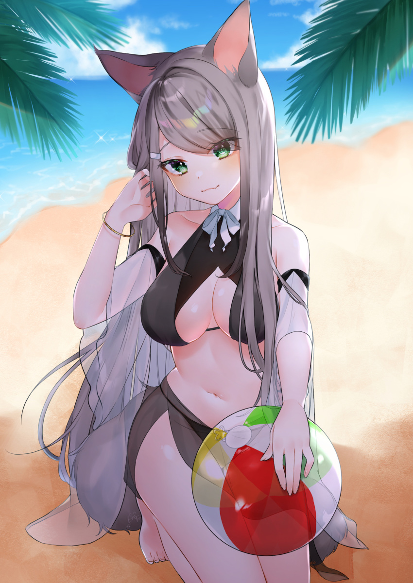 animal_ears bikini cleavage etto_eat swimsuits tagme tail