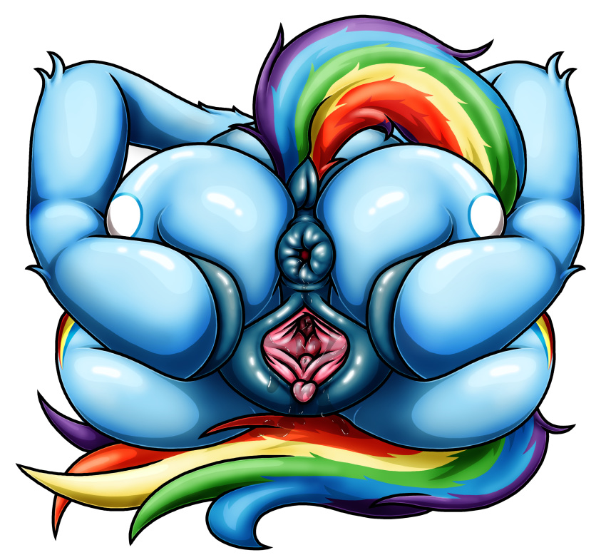 absurd_res alpha_channel anus bodily_fluids butt clitoris cutie_mark equid equine female friendship_is_magic gaping gaping_anus genital_fluids happyanthro hi_res hooves mammal multicolored_tail my_little_pony puffy_anus pussy pussy_juice rainbow_dash_(mlp) rainbow_tail simple_background solo spread_pussy spreading transparent_background