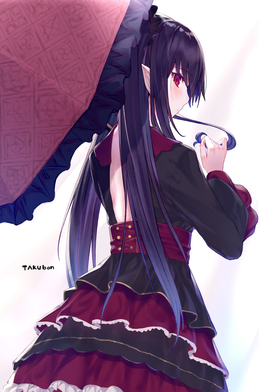 dress gothic_lolita lolita_fashion pointy_ears takubon_(xewh4773) umbrella