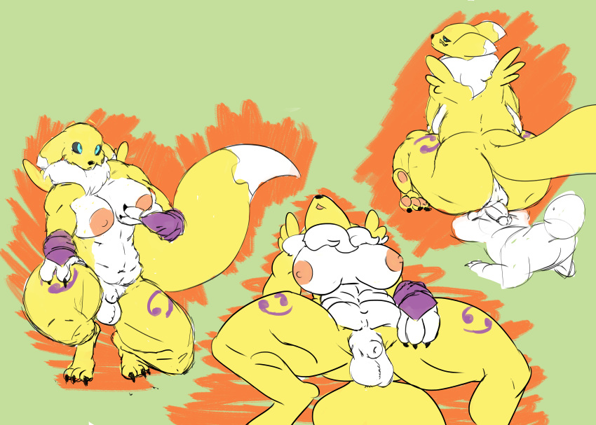 abs absurd_res balls beans big_balls big_breasts big_butt breasts butt canid canine claws digimon digimon_(species) female fluffy fluffy_tail fox grinding hi_res intersex invalid_tag kentuckiyucki mammal muscular nipples paws penis pubes renamon sheathe toepads toned-belly