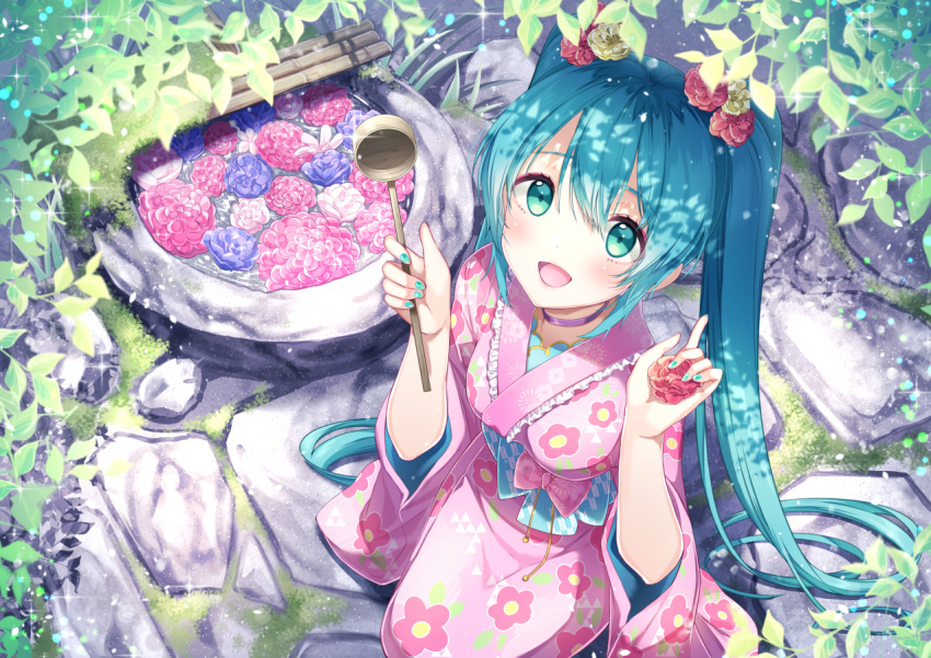 chitetan flowers hatsune_miku twintails vocaloid