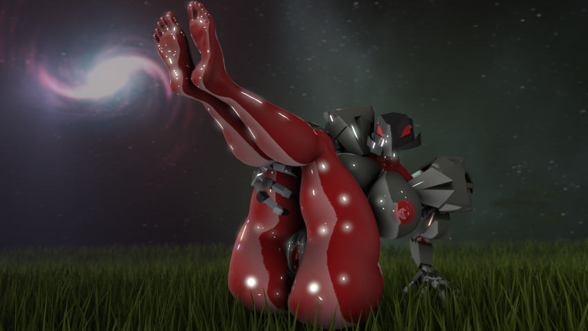 16:9 2019 3d_(artwork) big_breasts big_butt bionicle breasts butt conditional_dnp digital_media_(artwork) feet hand_on_leg hi_res invalid_tag lego legs_in_air looking_at_viewer machine makuta_teridax night nipples outside pussy robot shiny source_filmmaker space thatblackcopfromdawnofthedead