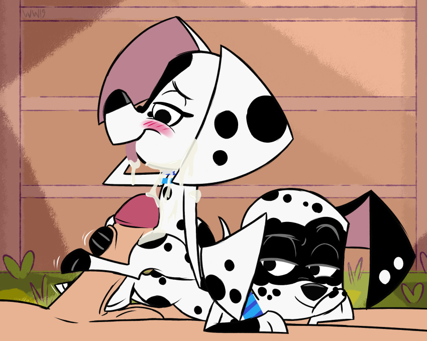 101_dalmatian_street 101_dalmatians 2019 3_toes balls bedroom_eyes bestiality blush bodily_fluids canid canine canis collar cum cum_on_body cum_on_face cum_on_tongue dalmatian dee_dee_(101_dalmatians) disney dizzy_(101_dalmatians) domestic_dog erection feet female feral foot_fetish footjob fur genital_fluids grass group group_sex half-closed_eyes hi_res human human_on_feral interspecies lying male male/female male_on_feral mammal nude on_back on_front penis seductive sex smile solo spots threesome toes tongue tongue_out whitewolf20xx young