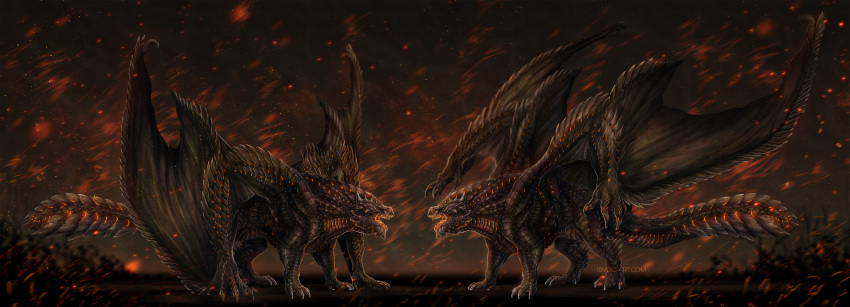 2019 ambiguous_gender claws digital_media_(artwork) dragon feral hi_res horn hybrid implied_fire isvoc membrane_(anatomy) membranous_wings model_sheet open_mouth scales scalie solo teeth tongue western_dragon wings wyvern