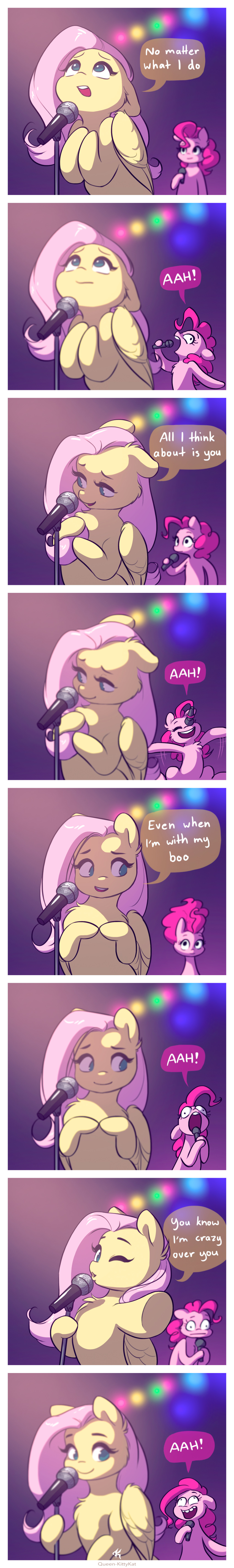 2019 absurd_res dialogue duo english_text equid equine eyes_closed female fluttershy_(mlp) friendship_is_magic hi_res looking_at_viewer mammal microphone my_little_pony open_mouth pterippus smile superabsurd_res text ukulilia wings