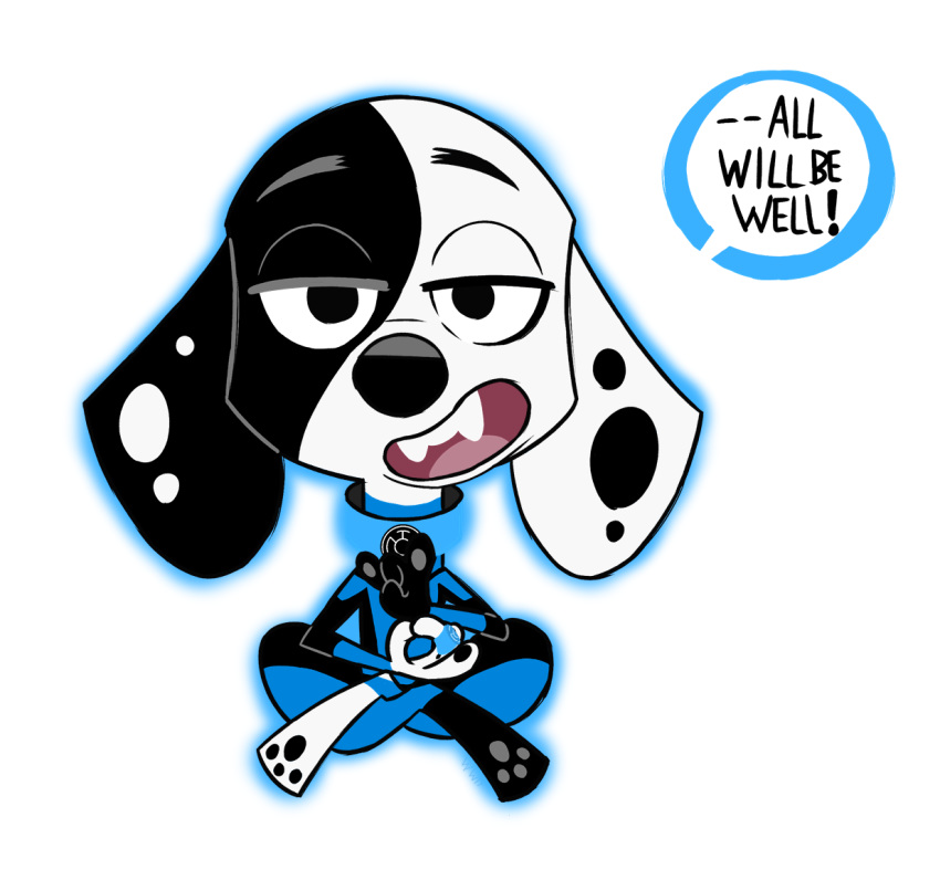 101_dalmatian_street 101_dalmatians 2019 alpha_channel aura blue_lantern canid canine canis clothing collar crossover dalmatian dc_comics deepak_(101_dalmatians) dialogue disney domestic_dog english_text feral fur green_lantern_(series) half-closed_eyes male mammal meditating multicolored_fur open_mouth ring simple_background solo speech_bubble spots text transparent_background two_tone_fur whitewolf20xx