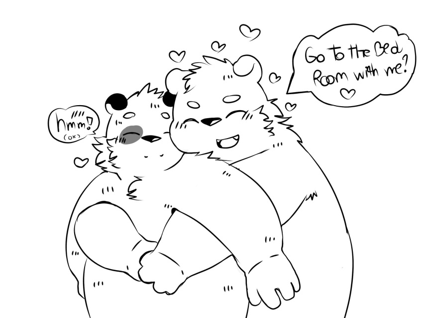 &lt;3 2019 4:3 anthro belly blush duo english_text eyes_closed hi_res hug hugging_from_behind male male/male mammal overweight overweight_male pkham73 simple_background text ursid
