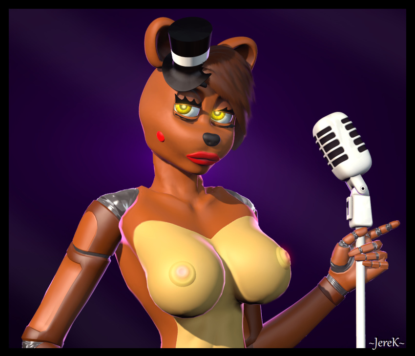 breasts female five_nights_at_freddy's five_nights_at_freddy's_2 freddy_(fnaf) jerek_(artist) machine nipples nude pink_nipples portrait solo teasing video_games