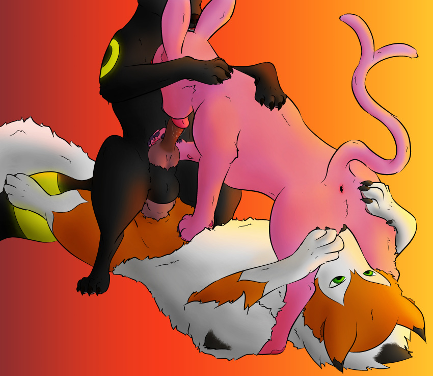 absurd_res anal balls bisexual canid canine cunnilingus dusk_lycanroc eeveelution espeon fellatio female feral feral_on_feral group group_sex hi_res knot lycanroc male male/female male/male mammal nintendo oral penile pok&eacute;mon pok&eacute;mon_(species) saja1222 sex threesome umbreon vaginal video_games
