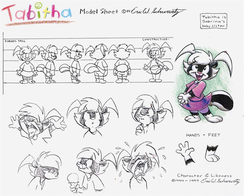 anthro eric_schwartz female hi_res mammal mephitid model_sheet sabrina_online skunk tabitha_(sabrina_online) webcomic