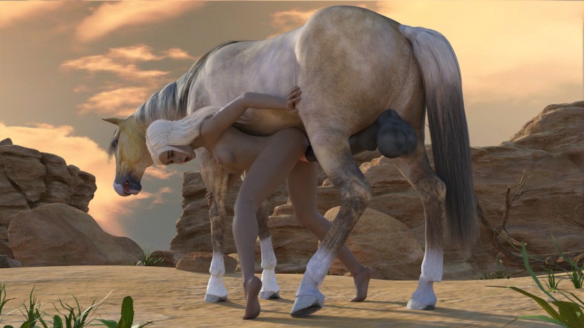 16:9 3d_(artwork) animal_genitalia animal_penis areola balls bestiality breasts daenerys_targaryen digital_media_(artwork) duo equid equine equine_penis feet female female_on_feral female_penetrated feral from_behind_position hair hi_res horse human human_on_feral humanoid_feet interspecies larger_male lips male male/female male_penetrating mammal nipples nude open_mouth outside penetration penis sex size_difference smaller_female soles vaginal vaginal_penetration white_hair xnassyx