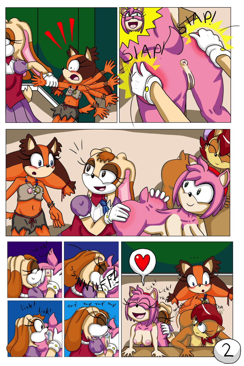 absurd_res amy_rose anal anal_penetration anus blaze_the_cat breasts butt clothed clothing comic female female/female from_behind_position hand_on_hip hi_res licking nipples nude oral penetration presenting presenting_hindquarters pussy rimming sally_acorn sex smell sonic_(series) sonic_boom spanking sticks_the_jungle_badger tinydevilhorns tinydevilhorns_(artist) tongue tongue_out vanilla_the_rabbit